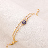 Alloy Rhinestone Evil Eye Double Layer Anklets for Women WGEB246-05-3