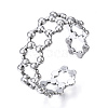 Non-Tarnish 304 Stainless Steel Hexgon Open Cuff Ring for Women RJEW-N040-32-1