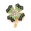 Alloy Rhinestone Clover Brooch JEWB-U006-17KCG-01-1