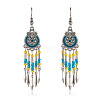Bohemian Style Alloy Enamel Flat Round Tassel Chandelier Earrings FS-WG14215-04-1