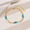 Fashionable Vintage Brass Oval & Glass Faceted Rondelle Beaded Anklets ZC8020-5-1