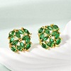 Brass Micro Pave Cubic Zirconia Stud Earrings KK-F358-02G-02-1