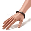 Round Natural Lava Rock with Alloy Beads Stretch Bracelet BJEW-JB07459-3