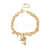 Dolphin Brass Charm Bracelets BJEW-L696-010G-1