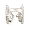 Non-Tarnish 304 Stainless Steel Fan Shape Open Cuff Ring for Women RJEW-A043-18P-3