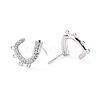 Brass Micro Pave Clear Cubic Zirconia Studs Earrings Findings ZIRC-C027-01P-RS-2