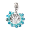 Faceted Round Natural Apatite & Glass Seed Beads European Dangle Charms PALLOY-MZ00275-02-1