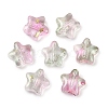 Transparent Spray Painted Frosted Glass Beads X2-GLAA-NH0003-01-2