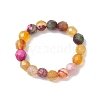 Dyed & Heated Round Natural Agate Beads Stretch Rings for Women RJEW-JR00694-4