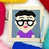 Boy with Glasses Punch Embroidery Supplies Kit DIY-H155-01-1
