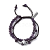 Adjustable Natural Amethyst & Hematite Braided Bead Bracelets BJEW-U035-01C-4