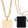 1Pc 304 Stainless Steel Figaro Chain Number Pendant Necklaces NJEW-BBC0001-28A-G-1