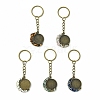 Alloy Pendant with Natural Lapis Lazuli Chip & Howlite Chip & Natural Green Aventurine & Natural Tiger Eye & Natural Rose Quartz Chip Beads Keychains KEYC-JKC01138-01-2