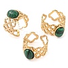 Oval Natural Malachite Finger Rings RJEW-Z057-13G-02-4