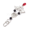 Halloween Alloy Bat & Lotus Pendant Decorations HJEW-TA00190-4