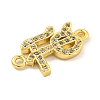 Rack Plating Brass Micro Pave Clear Cubic Zirconia Fe Word Links KK-B091-51G-2