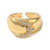 Brass Micro Pave Cubic Zirconia Open Cuff Rings for Women RJEW-G325-01A-G-2