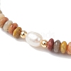 Natural Crazy Agate Rondelle & Pearl Beaded Stretch Bracelets BJEW-JB09918-05-3