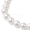 7mm Round Shell Pearl Beaded Stretch Bracelets BJEW-JB10650-4