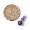 Natural Amethyst Round Beaded Pendants PALLOY-JF02867-10-2