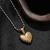 304 Stainless Steel Grooved Heart Pendant Necklaces for Women NJEW-S439-03B-GP-3