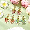 Glass Beads Flower Dangle Stud Earrings EJEW-TA00595-1