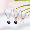 Flat Round with Letter Alloy Enamel Wine Glass Charms AJEW-AB00184-03-4