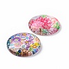 Half Round/Dome Floral Printed Glass Cabochons GGLA-A002-25mm-UU-3