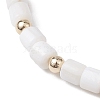 Natural Freshwater Shell Column Beaded Stretch Bracelets for Women BJEW-JB10934-3