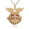 Golden Tone Brass Hollow Round Cage Pendants KK-J233-04G-1