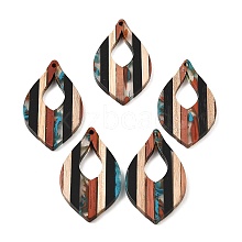 Transparent Resin & Walnut Wood Pendants X-RESI-E050-12