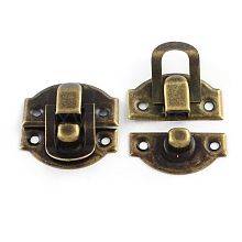 Wooden Box Lock Catch Clasps IFIN-R203-47AB