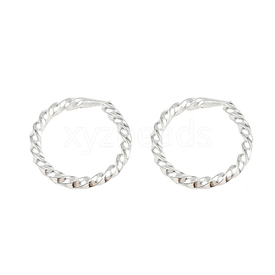 Brass Twist Ring Hoop Earrings EJEW-F378-01S-1