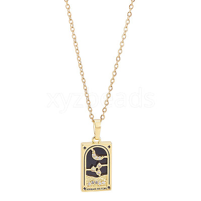 Brass with Cubic Zirconia Pendants Necklaces NJEW-LP0001-45K-G-1