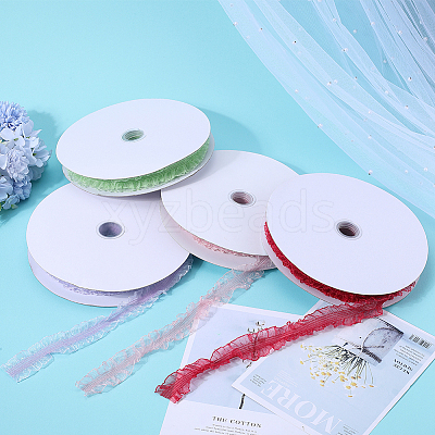 20 Yards Ruffled Nylon Elastic Lace Trim EW-WH0018-03B-1