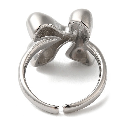 Initials Brass Open Cuff Ring for Women RJEW-N046-02K-P-1