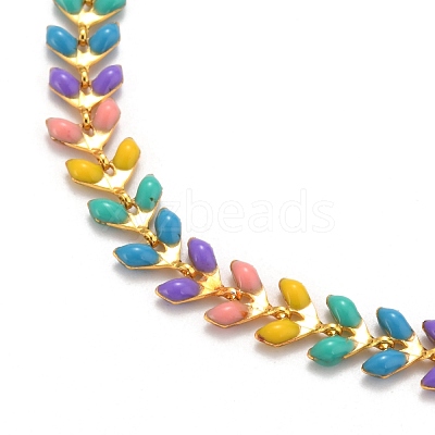 Brass Enamel Cobs Chains Bracelets BJEW-JB05744-1