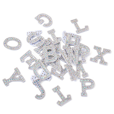 Alphabet Resin Rhinestone Patches DIY-TAC0005-45D-1