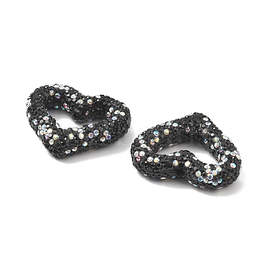 Heart Shape Polymer Clay Rhinestone Beads CLAY-NH0001-09B-04-1