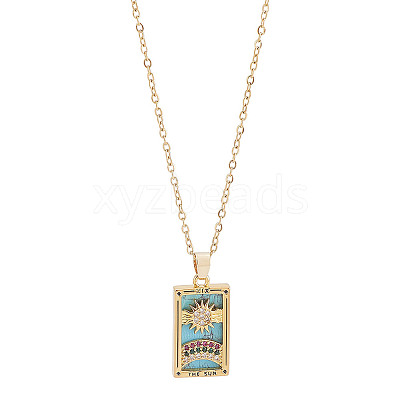 Brass with Cubic Zirconia Pendants Necklaces NJEW-LP0001-45C-G-1