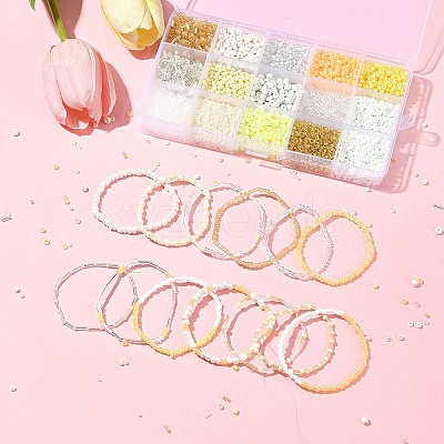 DIY Round Glass Beads Bracelets Making Kits SEED-FS0001-34-1