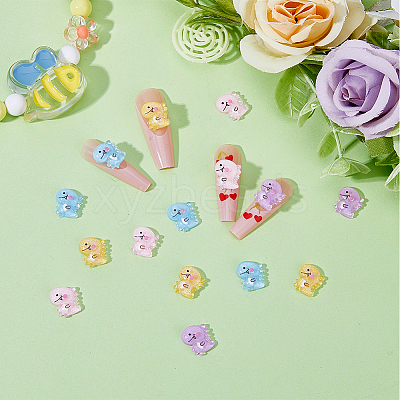 80Pcs 4 Colors Opaque Resin Cabochons CRES-FH0001-18-1