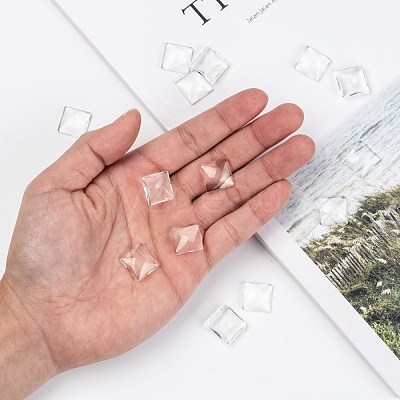 Transparent Glass Square Cabochons GGLA-S022-15mm-1