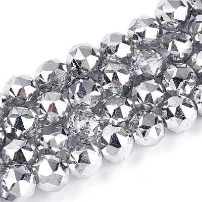Electroplate Transparent Glass Round Beads Strands EGLA-T029-8mm-12T-04-1