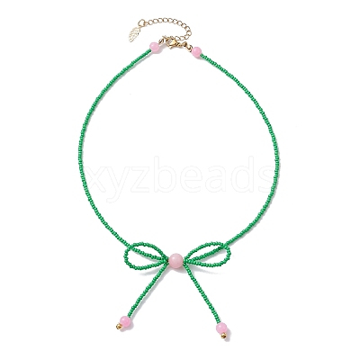 Glass Seed Pendant Necklaces for Women NJEW-MZ00031-04-1