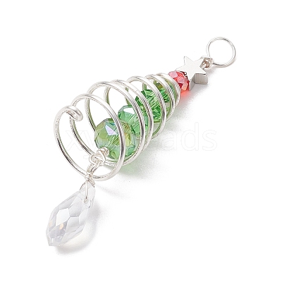 Christmas Theme Copper Wired Glass Big Pendants PALLOY-JF02857-03-1