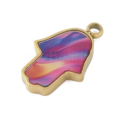 304 Stainless Steel Enamel Pendants STAS-P377-11G-C-1