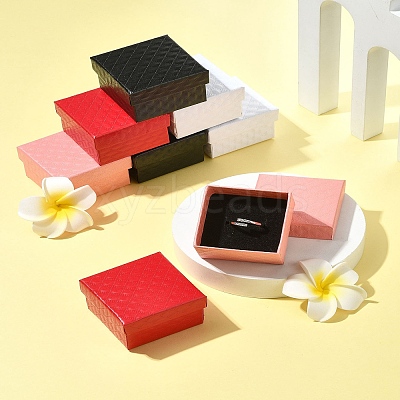 8Pcs 4 Colors Square Cardboard Ring Boxes CBOX-FS0001-08-1