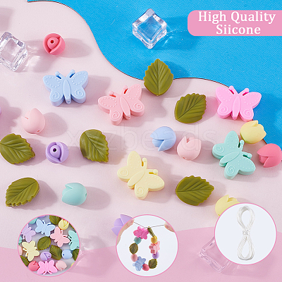 24Pcs 3 Styles Food Grade Eco-Friendly Silicone Focal Beads with Round Nylon Thread SIL-SP0001-12-1