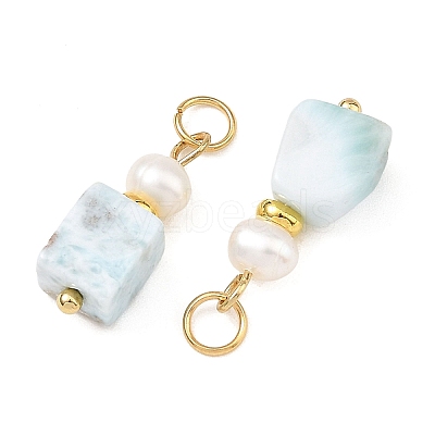 Natural Larimar and Pearl Beaded Pendants PALLOY-JF06040-1